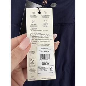 Calia Bodysuit Medium Navy Blue Inspire Short Shorts Workout Womens NWT $108 NEW